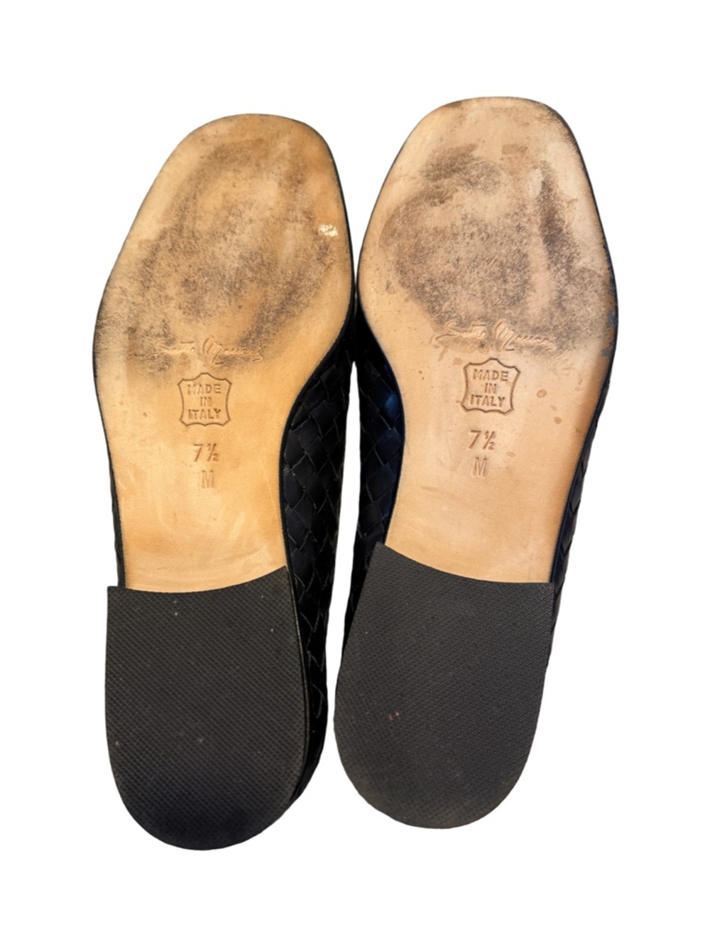 Sesto Meucci Italy Black Woven Nappa Leather Smoking Loafers Flats 7.5M - Picture 4 of 5